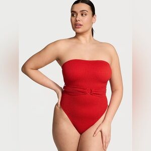 Victoria's Secret Swim Crinkle Belted Strapless One-Piece Swimsuit